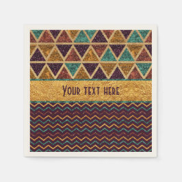 Chic Triangles Chevrons Fake Glitter Guld Foil Pappersservett