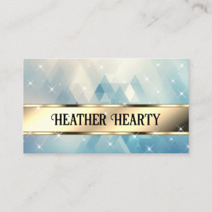 Chic Triangles Mönster Guld Teal Blue Ombre Visitkort
