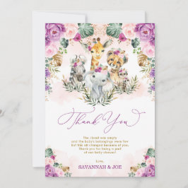 Chic Tropical Boho Jungle Vilda djur Baby Shower Tack Kort