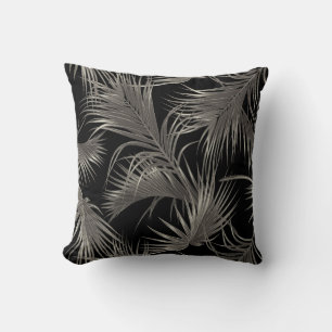 Chic Tropical Handflatan Fronts Mönster på Black Kudde