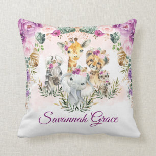 Chic Tropical Jungle Safari Vilda djur Flicka Kudde