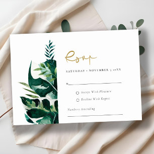 Chic Tropical Monstera Foliage Grönt Bröllop OSA Tilläggskort