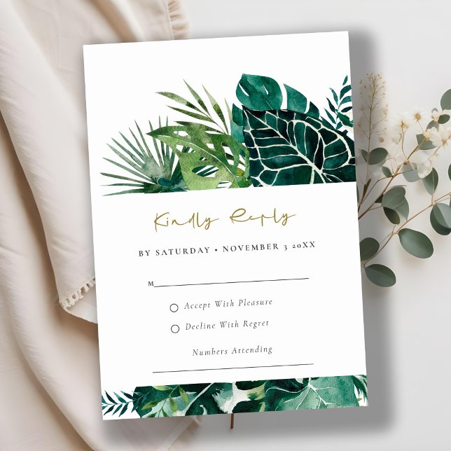 Chic Tropical Monstera Foliage Grönt Bröllop OSA Tilläggskort (Skapare uppladdad)