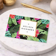 Chic Tropical Print Watercolor Designer Black