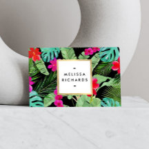 Chic Tropical Print Watercolor Designer Black