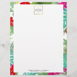 Chic Tropical Print Watercolor Designer Brevhuvud