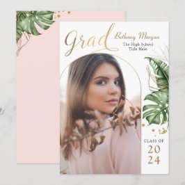 Chic Tropical Rosa Guld Arch Photo Studenten Meddelande