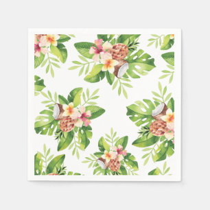 Chic Tropical Watercolor Blommigt Pappersservett