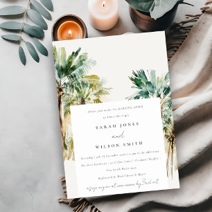 Chic Tropical Watercolor Handflatan Träd morgon ef Inbjudningar