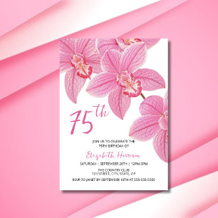 Chic Tropisk Blommigt Rosa Orchid Birthday Inbjudningar