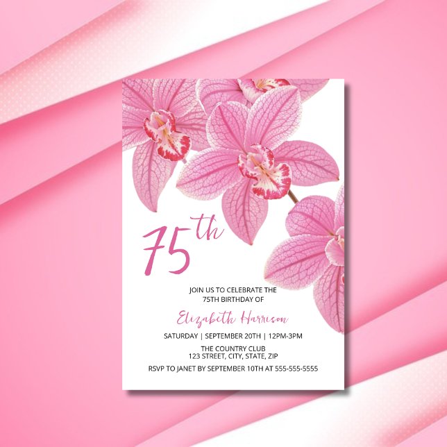 Chic Tropisk Blommigt Rosa Orchid Birthday Inbjudningar (Skapare uppladdad)
