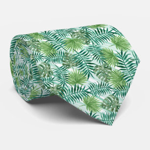 Chic tropisk grön palmlöv sommar konst slips