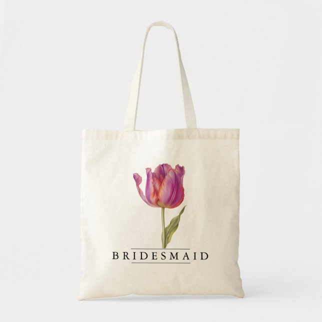 Chic Tulip Blommigt Botanical-Personalize Budget Tygkasse (Framsidan)