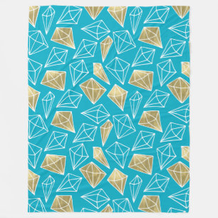 Chic Turcos Aqua Blue Guld Diamonds jul Fleecefilt
