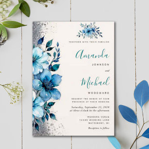 Chic Turcos Blommigt Fall Winter Wedding Inbjudningar