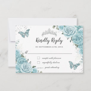 Chic Turcos Blue Blommigt Quinceañera Butterflies OSA Kort