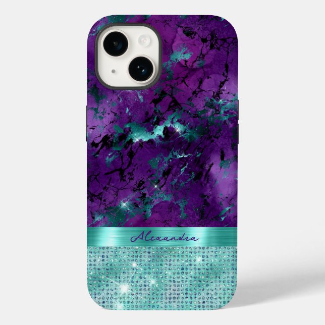 Chic Turcos Lila Marble Faux Glitter Monogram (Baksida)