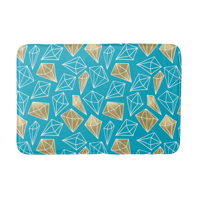 Chic Turkos Aqua Blue Guld Diamonds Badrumsmatta (Framsidan)