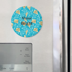 Chic turkos aqua blue Guld Diamonds jul Magnet