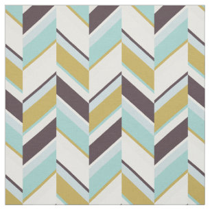 Chic turkos guld brun geometrisk zigzag mönster tyg