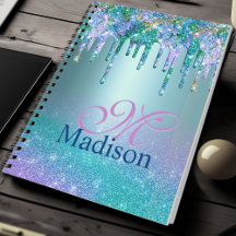 Chic turkos lila ombre glitter dricks monogram