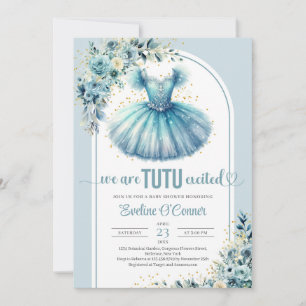 Chic turkos tutu dress blommigt guld sparkles inbjudningar