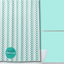 Chic turkos vit teal prickar monogram namn