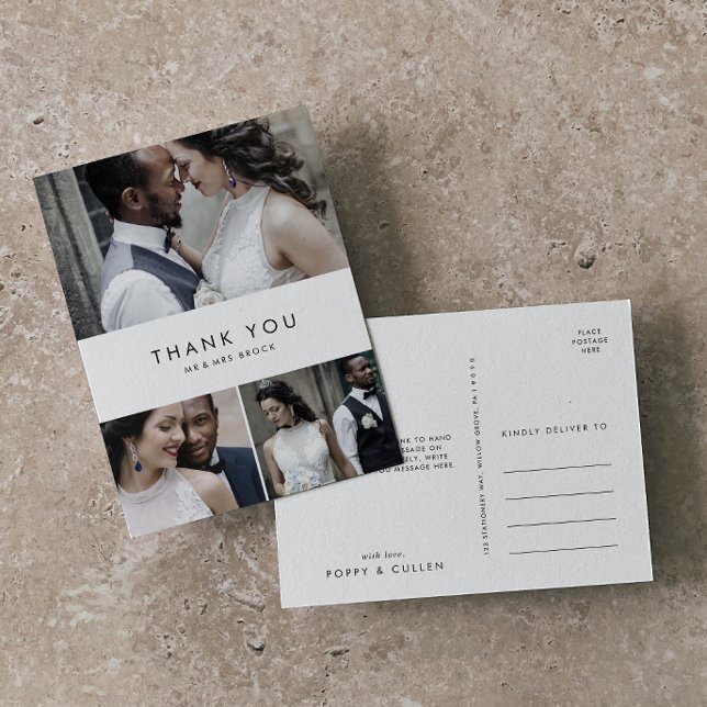 Chic Typografi 3 Fotokollage Tack vykort (Skapare uppladdad)