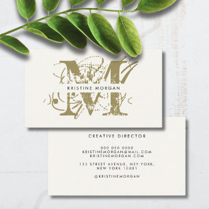 Chic-typografi av elfenbensmonogram namn visitkort