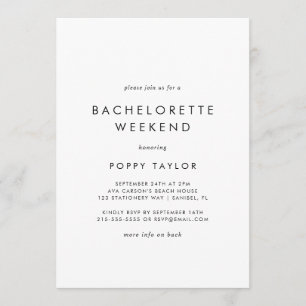 Chic Typografi Bachelorette Helg Inbjudningar