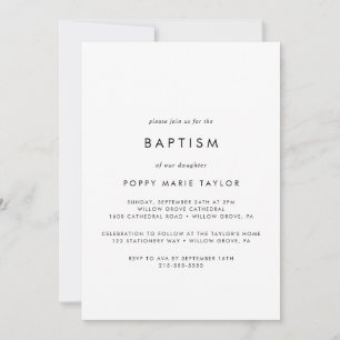Chic Typografi - baptism Inbjudningar
