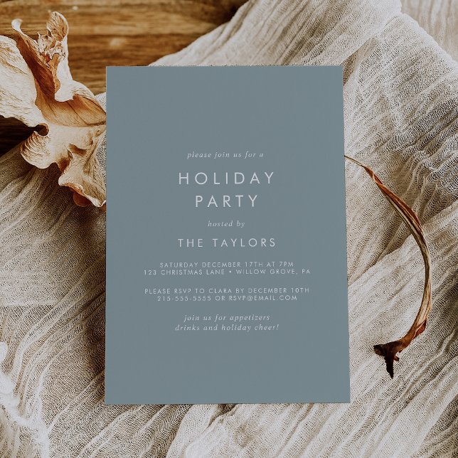 Chic Typografi | Dusty Blue-Julfest Inbjudningar (Skapare uppladdad)