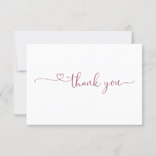 Chic Typografi Elegant Burgundy Heart Tack Kort