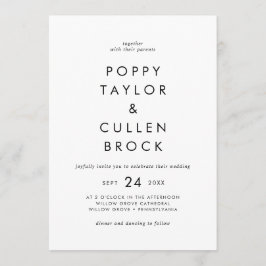 Chic Typografi fet Namn Bröllop Inbjudningar