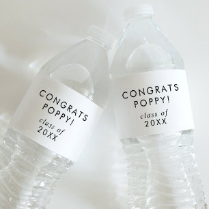 Chic Typografi Gratulerar Grad Namn Studenten Vattenflaska Etikett
