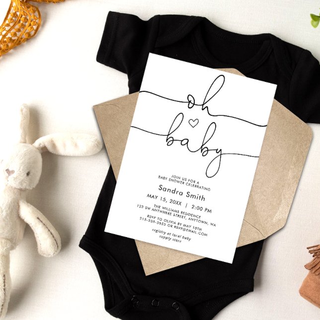 Chic Typografi Kön Neutral babystövel Inbjudningar (Skapare uppladdad)