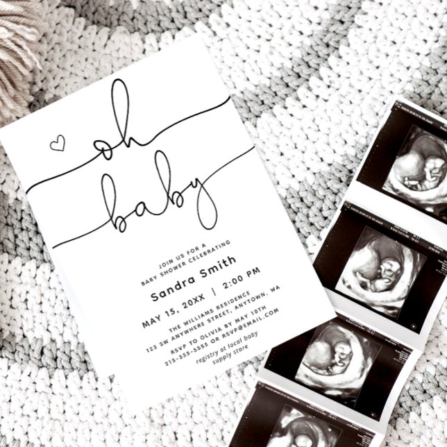 Chic Typografi Kön Neutral babystövel Inbjudningar (Skapare uppladdad)