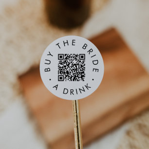 Chic Typografi Köp ett QR-cirkulär för dricksvatte Runt Klistermärke