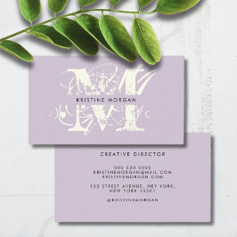 Chic-typografi lavender monogram namn visitkort