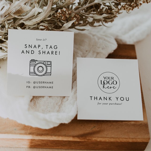 Chic Typografi Logotyp Social Media  Tack Fyrkantigt Visitkort (Skapare uppladdad)