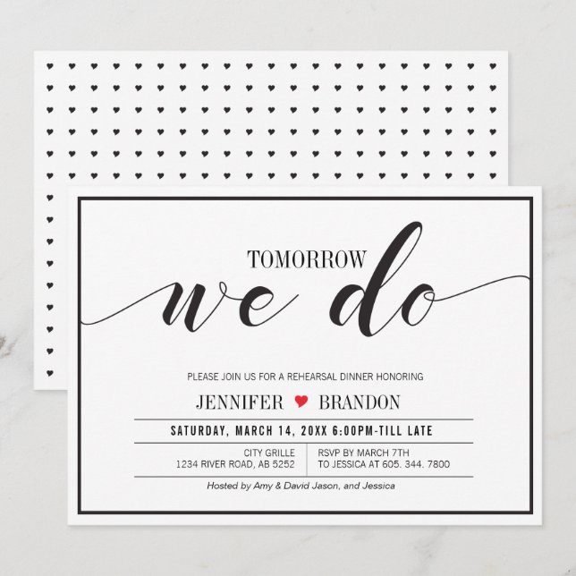 Chic Typografi med Bröllop-repeterkort Inbjudningar (Fram/baksida)