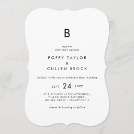Chic Typografi Monogram Bröllop Inbjudningar