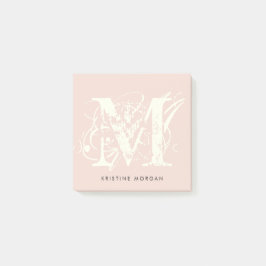 Chic-typografi-monogram namn post-it block