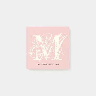 Chic-typografi-monogram namn post-it block