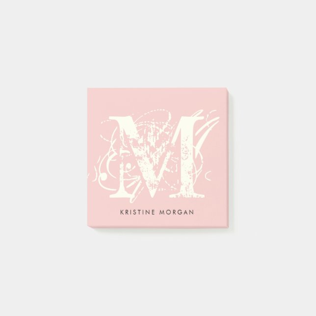 Chic-typografi-monogram namn post-it block (Framsida)