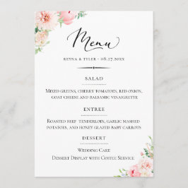 Chic Typografi Rosa Blommigt Bröllop Meny