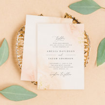 Chic Typografi Rosa Vattenfärg Bröllop