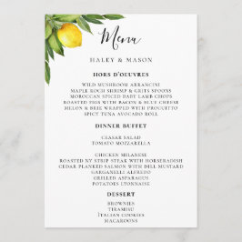 Chic Typografi Rustic Watercolor Lemon Meny