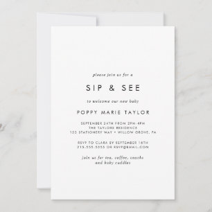 Chic Typografi Sip och Se Inbjudningar