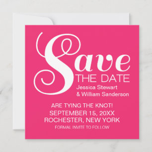 Chic Typografi Spara datum Inbjudan, Rosa Datumet
